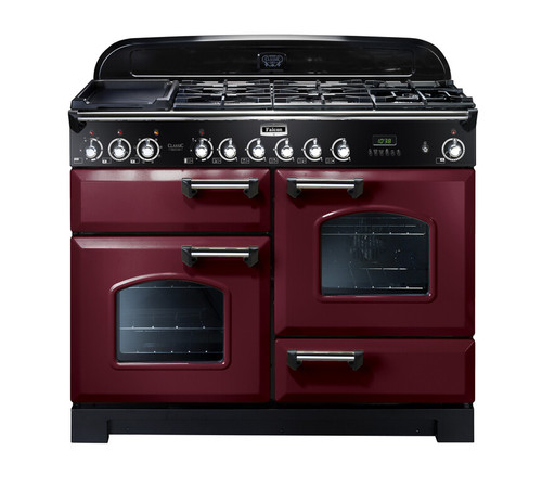 Falcon Classic Deluxe 110cm Dual Fuel Range Cooker Cranberry Chrome CDL110DFCYCH