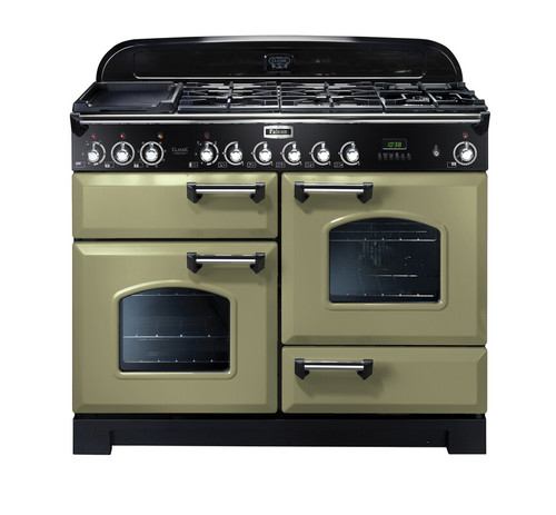 Falcon Classic Deluxe 110cm Dual Fuel Range Cooker Olive Green Chrome CDL110DFOGCH