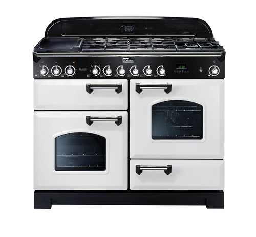 Falcon Classic Deluxe 110cm Dual Fuel Range Cooker White Chrome CDL110DFWHCH
