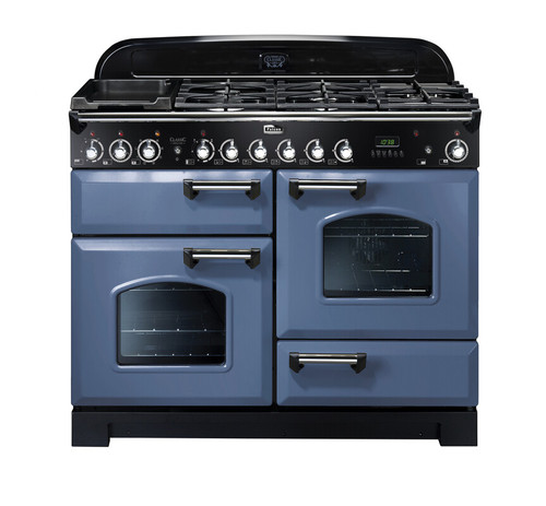 Falcon Classic Deluxe 110cm Dual Fuel Range Cooker Stone Blue Chrome CDL110DFSBCH