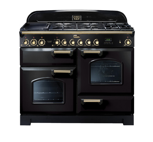 Falcon Classic Deluxe 110cm Dual Fuel Range Cooker Black Brass CDL110DFBLBR