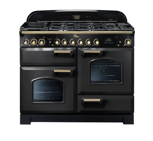 Falcon Classic Deluxe 110cm Dual Fuel Range Cooker Charcoal Brass CDL110DFCHBR