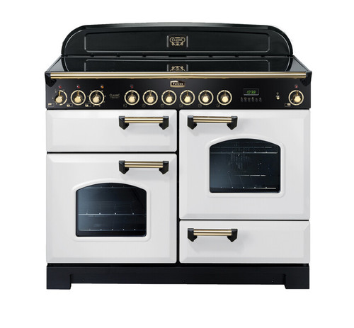 Falcon Classic Deluxe 110cm Induction Range Cooker White Brass CDL110EIWHBR