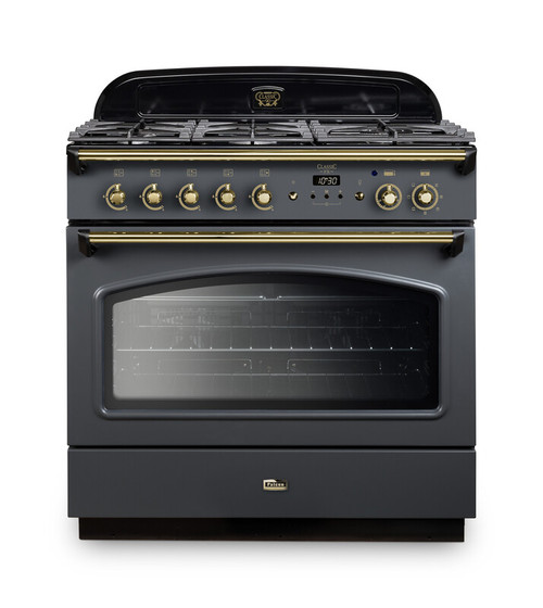 Falcon Classic FX 90 Dual Fuel Single Oven Cooker Slate Brass CLAS90FXDFSLB