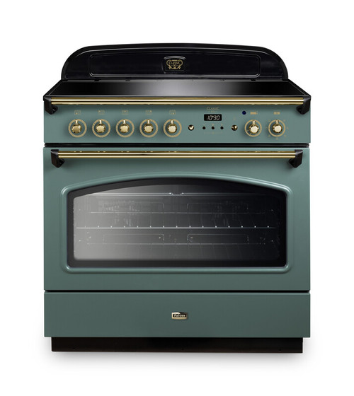 Falcon Classic FX 90 Induction Single Oven Cooker Mineral Green Brass CLAS90FXEIMGB
