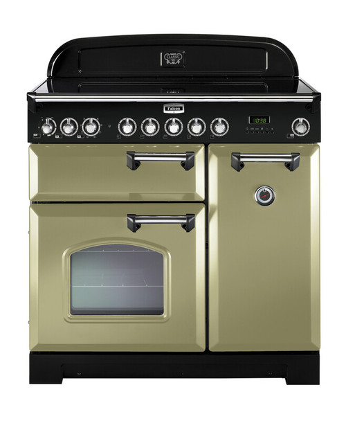 Falcon Classic Deluxe 90cm Induction Range Cooker Olive Green Chrome CDL90EIOGC