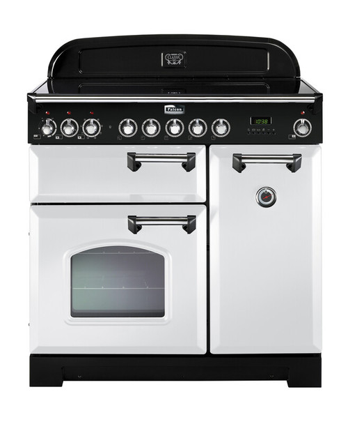 Falcon Classic Deluxe 90cm Induction Range Cooker White Chrome CDL90EIWHC