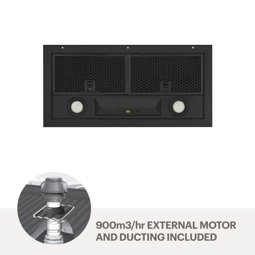 Amore Lucia 600mm Undermount Rangehood Black + 900 motor UMLUCIA6BM9
