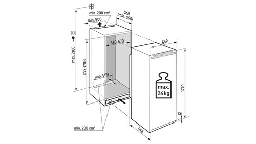 Liebherr 293L Single Door Integrated Vertical Fridge IRBH5170