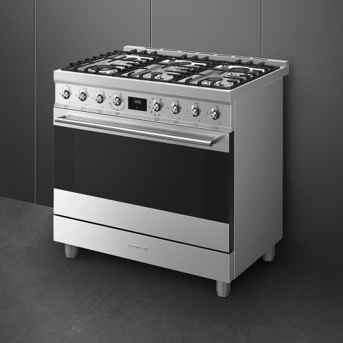 Smeg Classic 90cm Freestanding Oven with Gas Cooktop CS9GMXA2