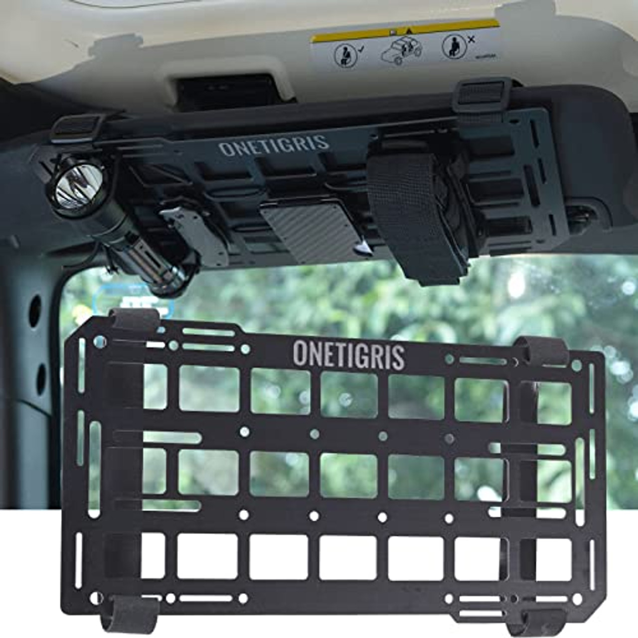 OneTigris Car Visor Organizer - Tactical Fiberglass Sun Visor Organizer, Auto Interior Accessories for Vehicle, Suv, Truck, Multifunctional Rigid