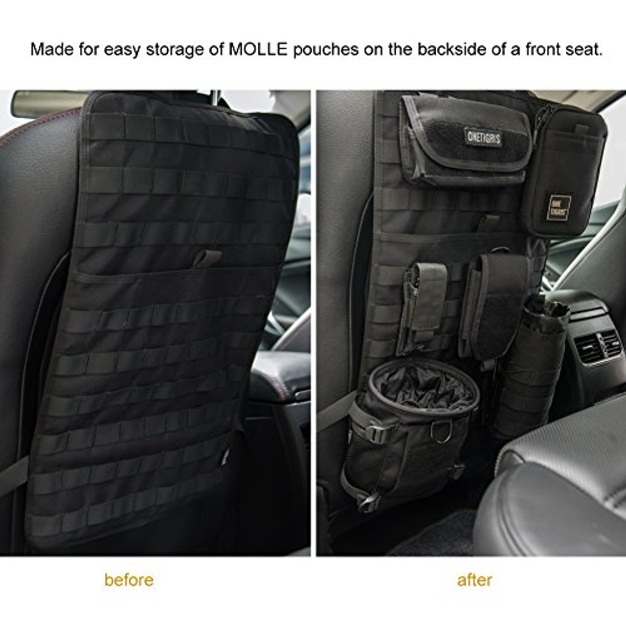 OneTigris OneTigris Car Seat Back Organizer, Tactical MOLLE Vehicle Panel  Car Seat Cover Protector Universal Fit (Black - 14*22) Automotive Parts  and Accessories