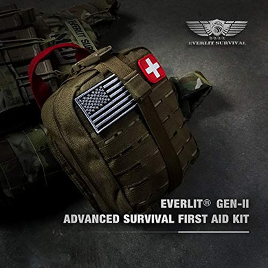 EVERLIT Survival Upgraded Survival First Aid Kit Emergency Gear Trauma Kit with 1000D Nylon Laser Cut Tactical EMT Pouch for Outdoor, Camping, Hunting, Hiking, Earthquake, Home, Office (Coyote Brown)