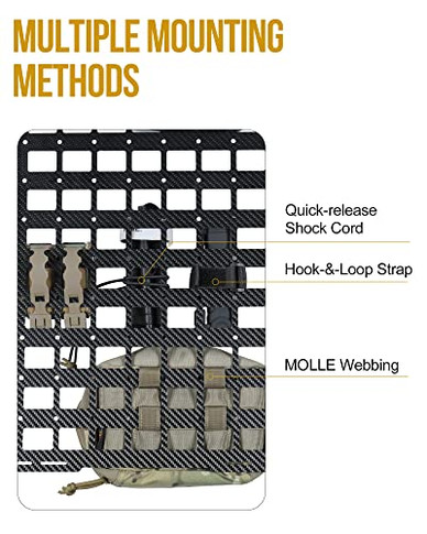 OneTigris Car Back Seat Organizer - Rigid MOLLE Panel for Vehicles, Universal Truck Seat Organizer Gun Rack Truck Tactical Modular Storage Platform for Tactical Gears Accessories, 2 Pack, Carbon Fiber