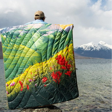 Rumpl The Original Puffy National Parks Collection | Printed Outdoor Camping Blanket for Traveling, Picnics, Beach Trips, Concerts | Glacier National Park, 1-Person