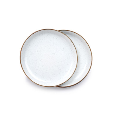 Barebones 8 Inch Salad Plate - Set of 2 Dinner Plate - Enamelware Plates - Durable Kitchen or Camping Plate - Eggshell