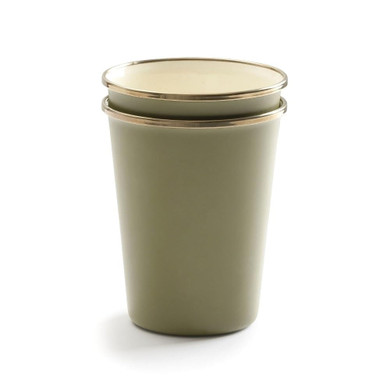 Barebones 2-Tone Enamel Cup Set - Set of 2, 14 oz Mugs - Enamelware Mugs - Durable Kitchen or Camping Mug Set (Olive Drab)