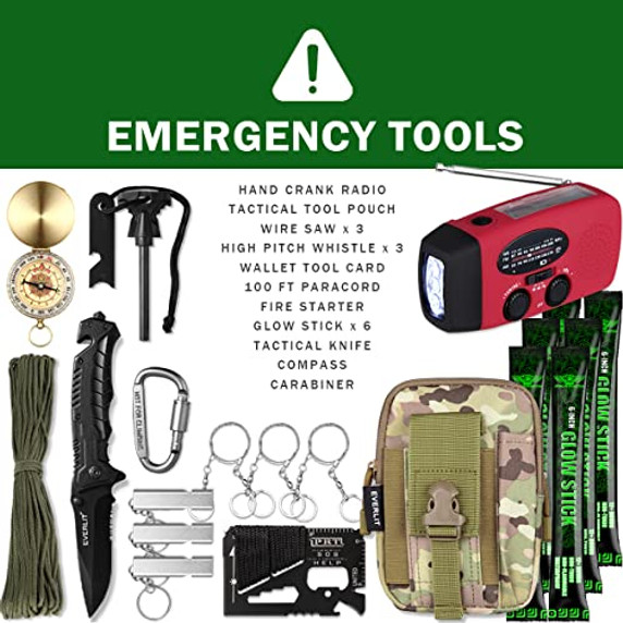 EVERLIT 72 Hours 3 Day Earthquake Emergency Kit Bugout Go Bag Emergency Kit Survival Kit Backpack for Family, Preparedness for Hurricanes, Floods, Tsunami, Other Disasters