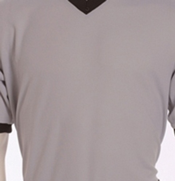 Deluxe Performance Mesh Solid Grey V-Neck Shirt with Black Trim - Made in USA