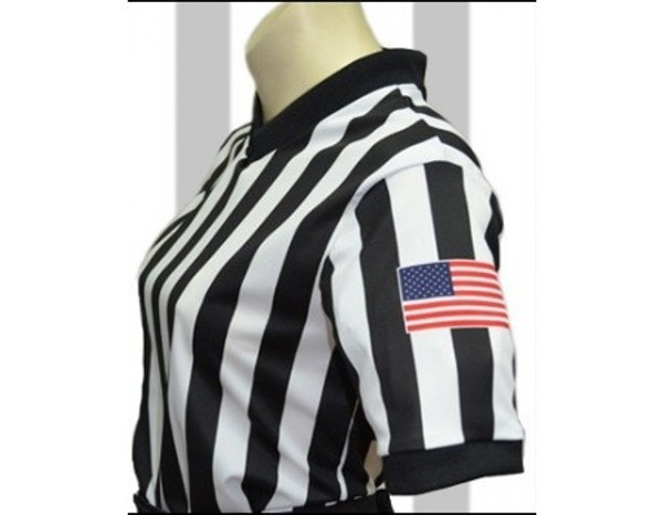 Smitty Made in USA Womens 1" Black and White Striped V-Neck Basketball and Wrestling Referee Shirt