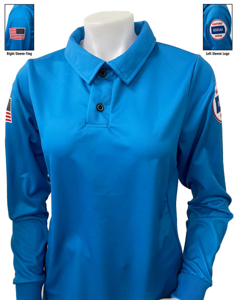 Smitty "Made in USA" - BRIGHT BLUE -KS Volleyball Women's Long Sleeve Shirt With FLag