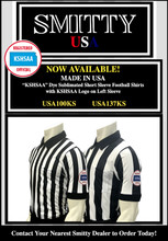 SCFOA Smitty Made in USA Mens 2 1/4 Black and White Striped Football  Referee Shirt-Short Sleeve