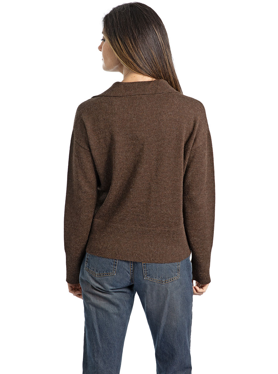 The Johnny-Collar Polo Sweater for Women Alpaca Living Color