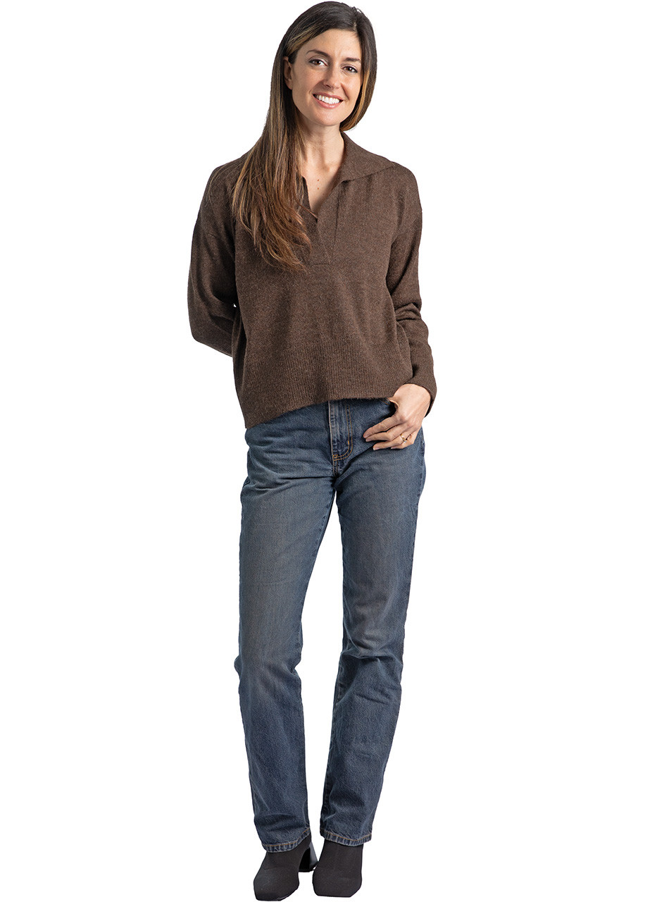 Women's Baby Alpaca Johnny Collar Polo Sweater | Sun Valley Alpaca Co