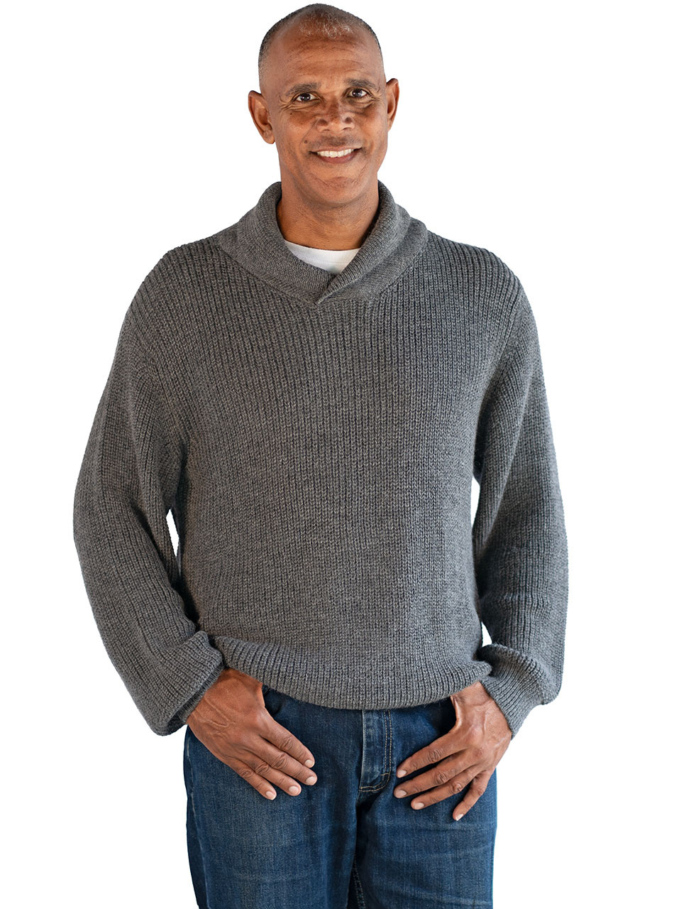 Alpaca Wool Shawl-Collar Men's Pullover Sweater Sun Valley