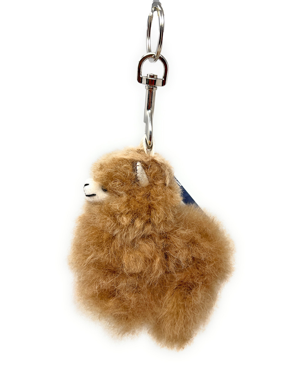 Mini Alpaca Fur Keychain – Fluffy Llama Charm for Keys, Bags