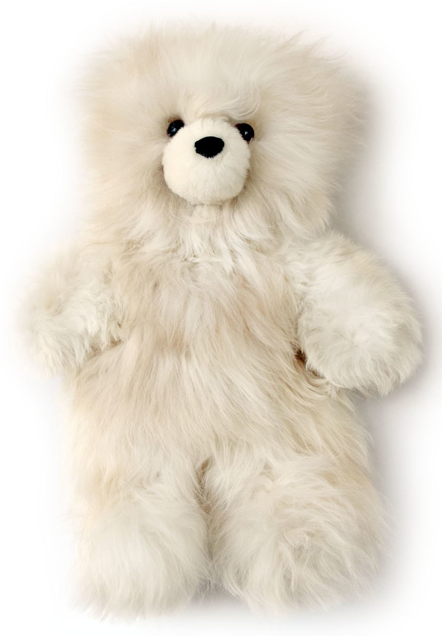 Baby Alpaca Fur Teddy Bear - Hand Made 10 inch Grey