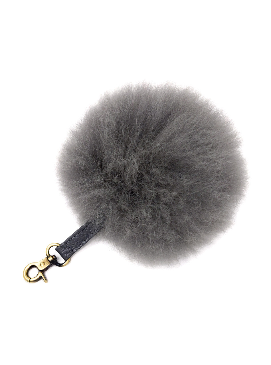 Women's Alpaca Fur Heart Shaped Keychain & Pom Pom in Snow White | 100% Pure Baby Alpaca | Inca Fashions