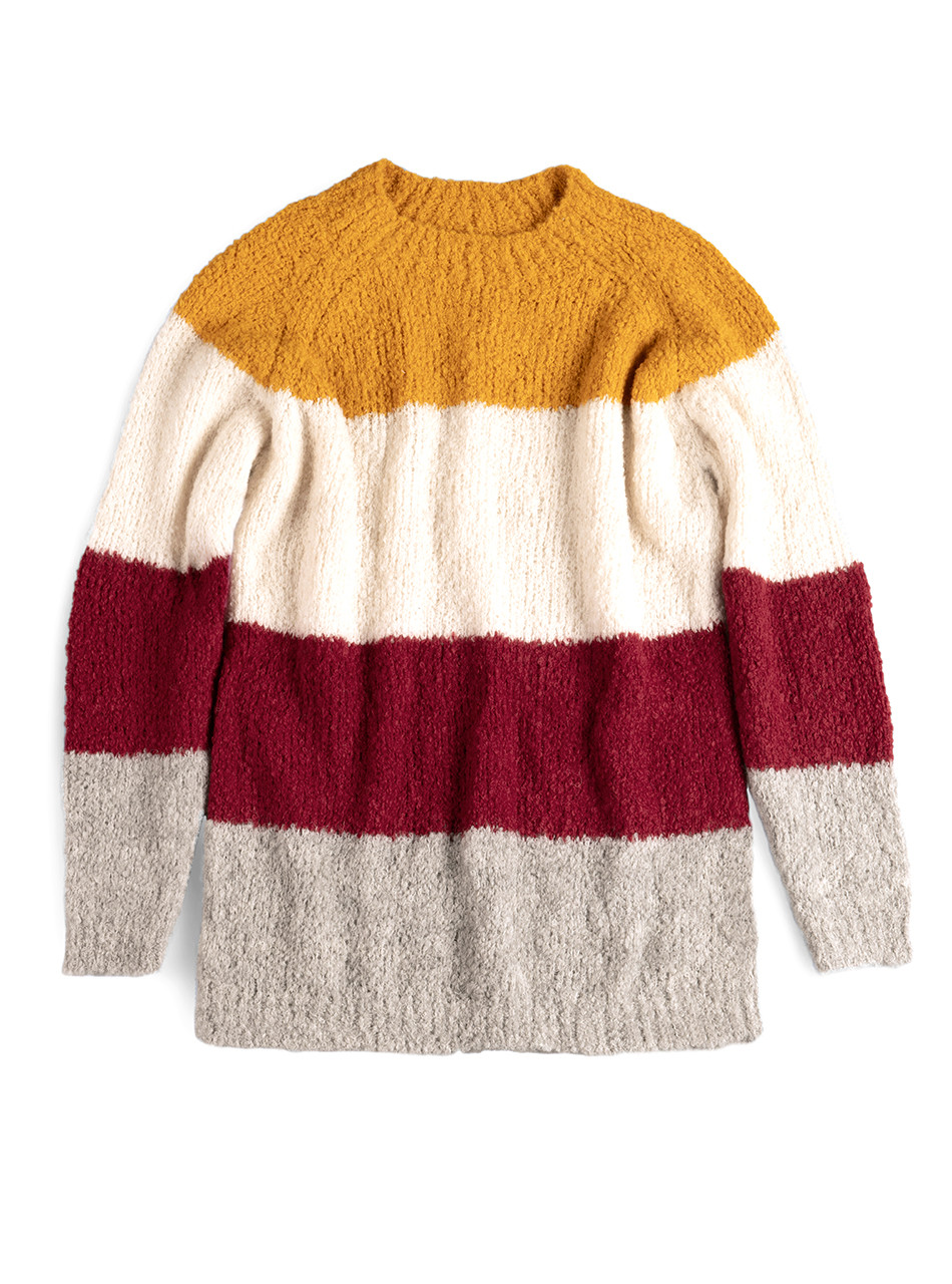 Striped Boucle Boyfriend Oversized Sweater in Alpaca Wool | Sun