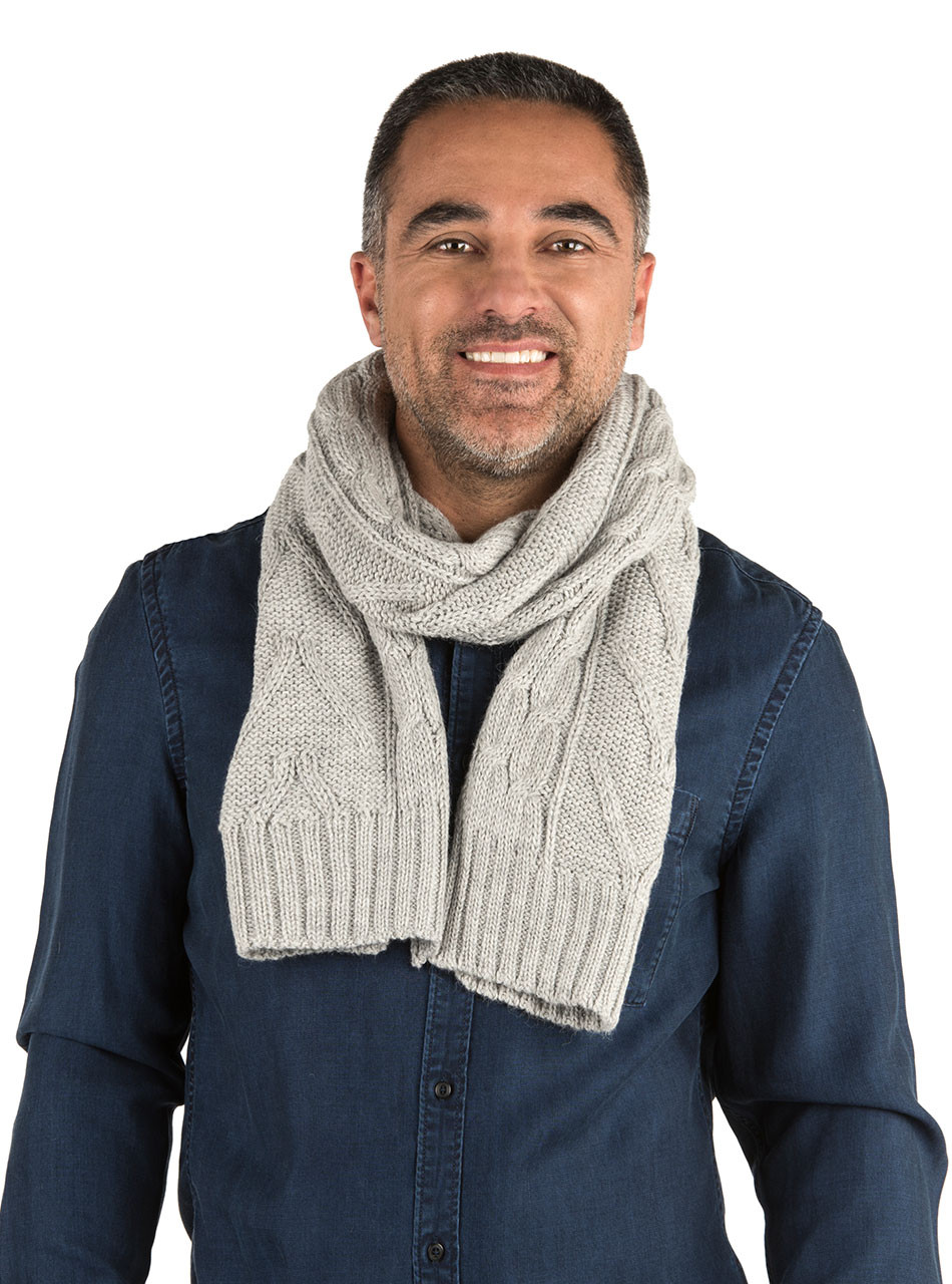 100% Baby Alpaca Chunky Cable Knit Scarf - Solid