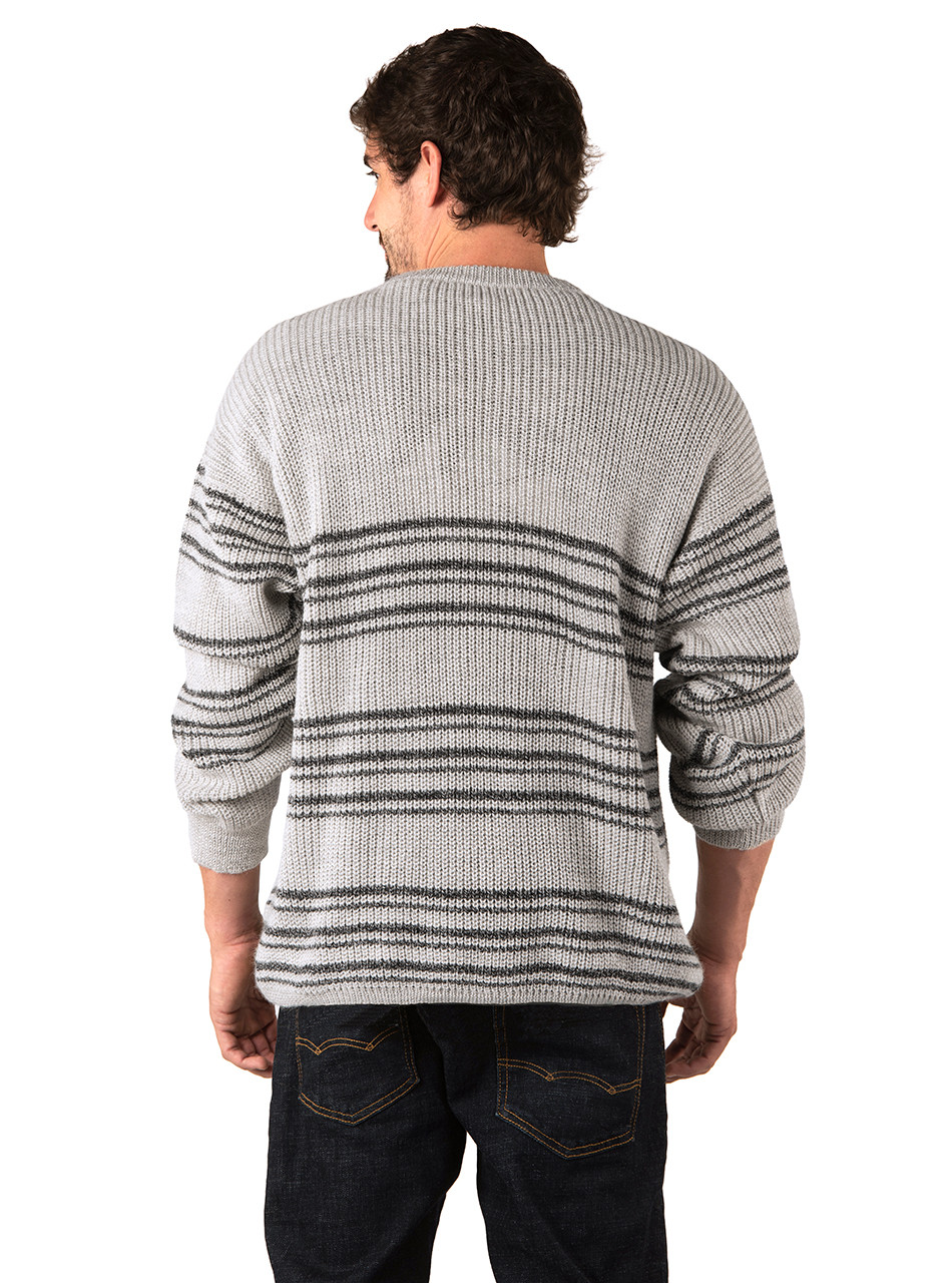 Patrick Dye-Free Striped Crew Neck Men's Alpaca Wool Pullover
