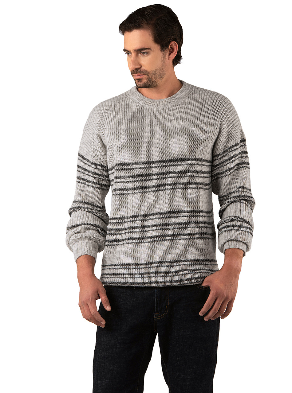 Men's Patrick Dye-Free Crew Neck Pullover Sweater, Size Large | 100% Pure Premium Baby Alpaca Wool | Inca Fashions