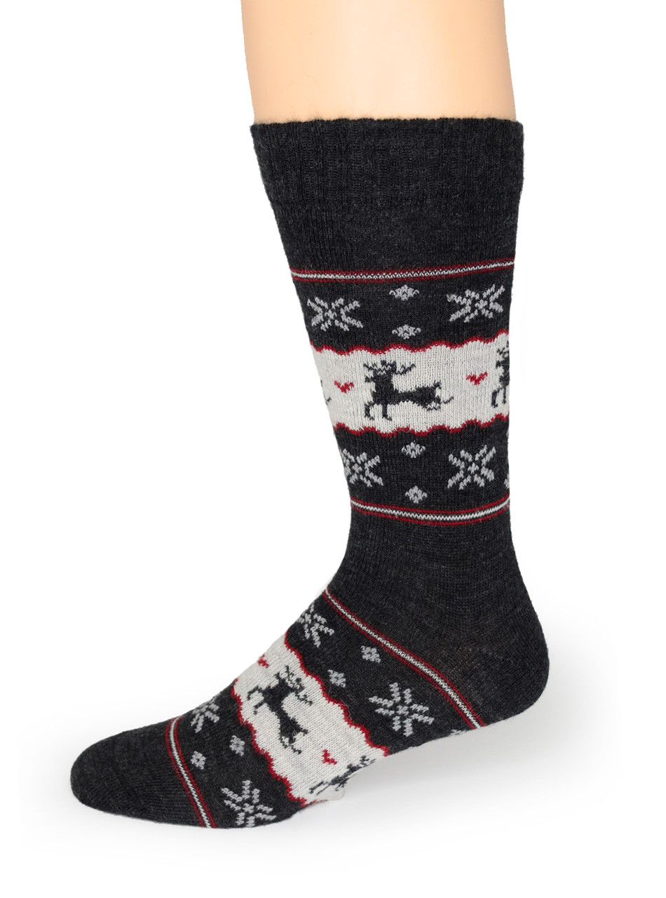 Reindeer Fair Isle Holiday Novelty Alpaca Socks for Men & Women | Sun ...