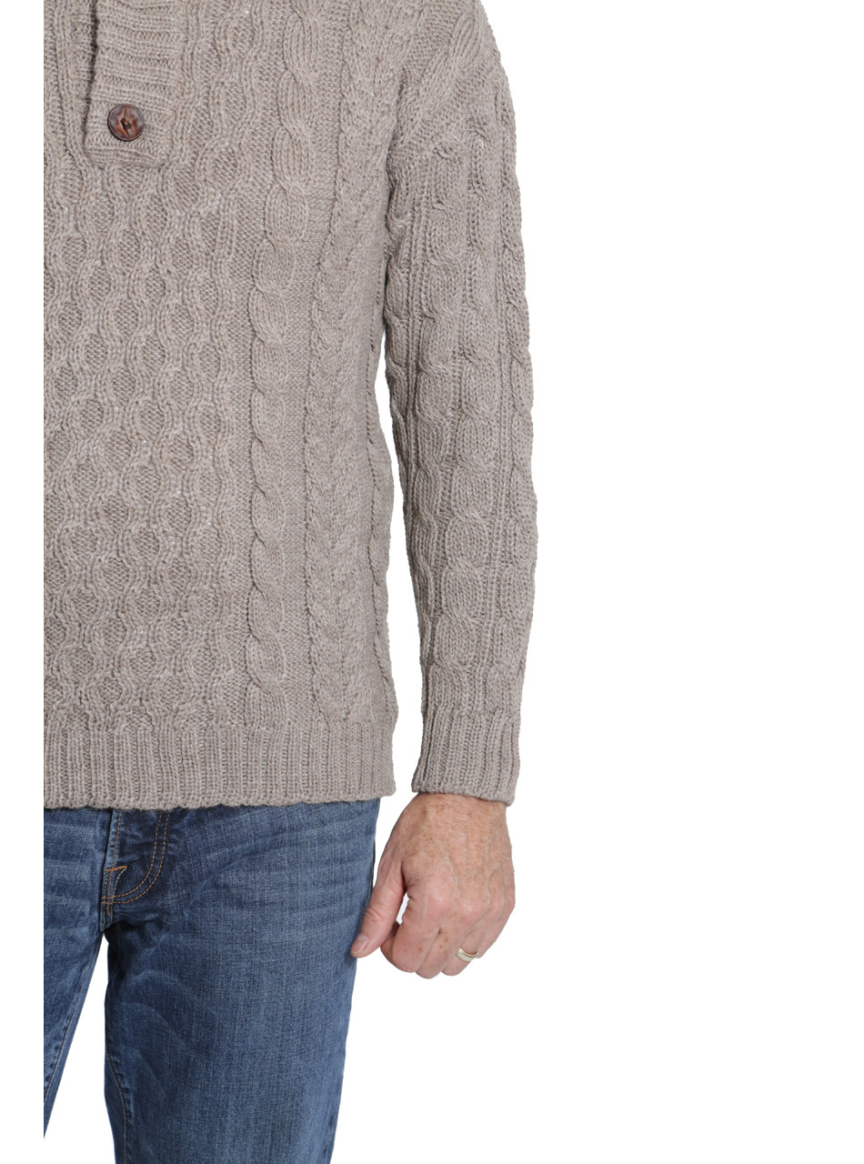 Cable 3 Button Neck Pullover