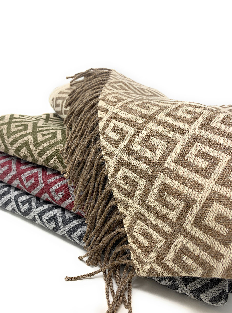 Geometric Greek Key Throw Blanket