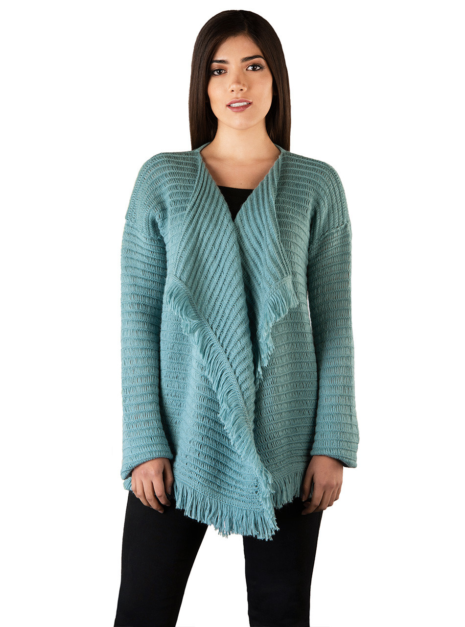 Fringe Benefits Cardigan 100% Baby Alpaca Wool Sun Valley