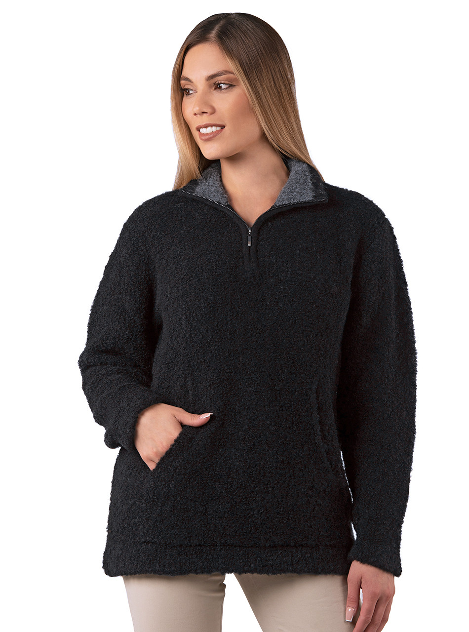 Women's Alpaca Quarter-Zip Pullover | Bouclé Knit | Sun Valley