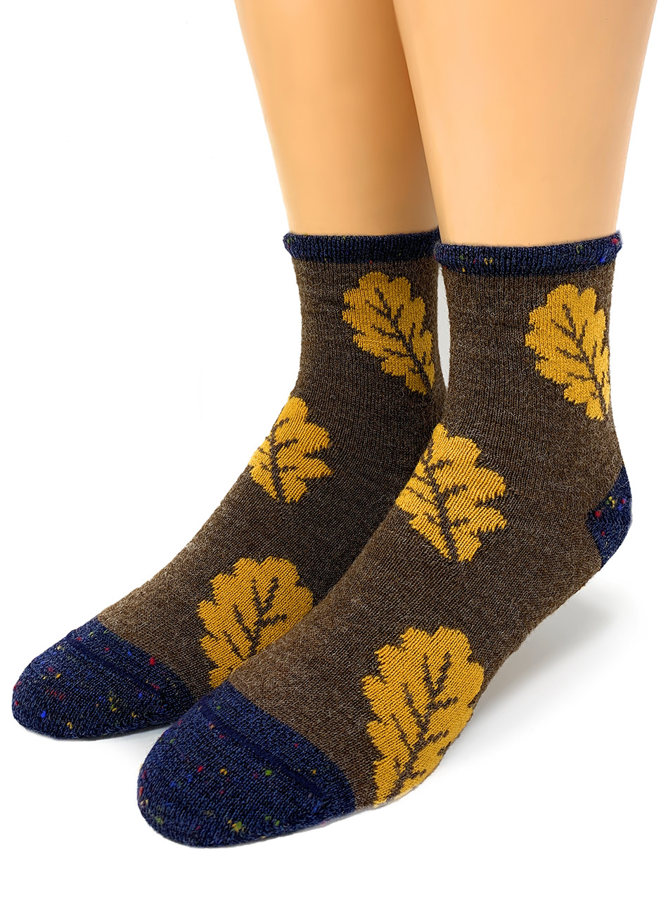 Botanical Harvest Oak Leaf Alpaca Wool Ankle Socks Sun Valley