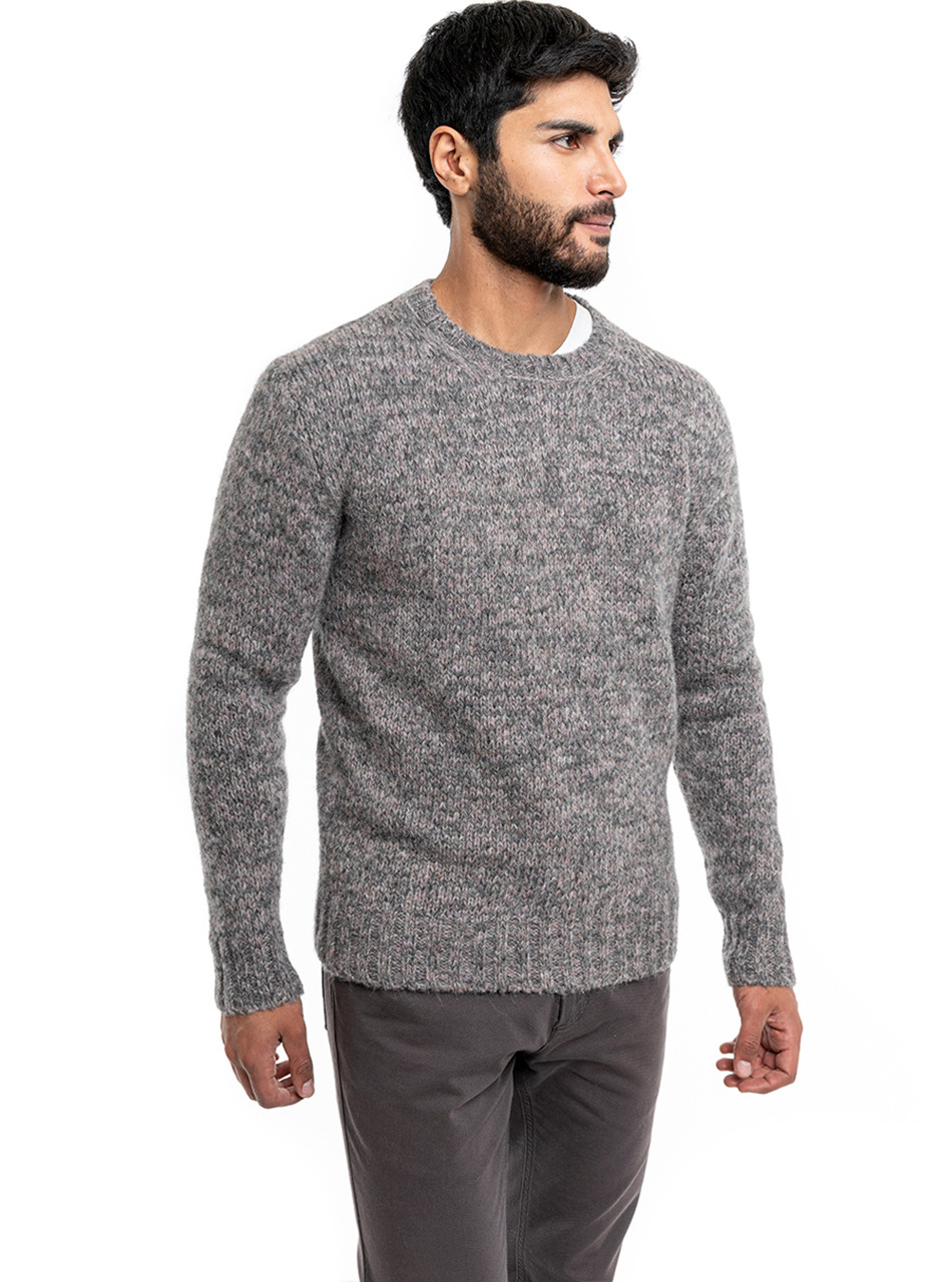 Marled Bulky Crew Pullover Fresh and Modern Men's Alpaca