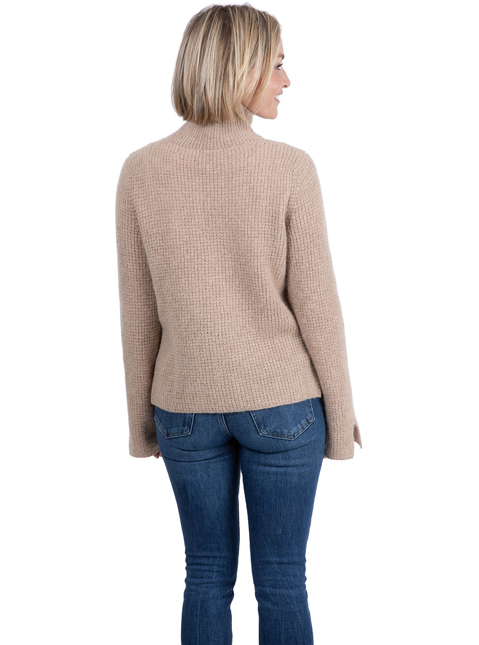 Ello Waffle Knit Mock Neck Pullover in 100% pure Baby Alpaca Wool