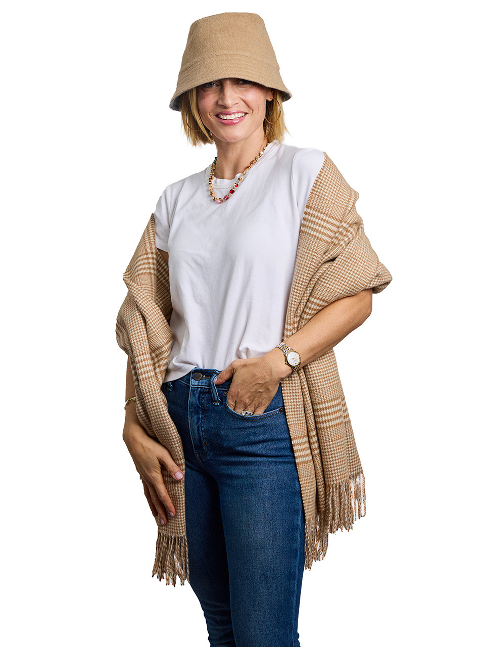 Organic Houndstooth Plaid Shawl & Scarf – Thick Baby Alpaca  display picture 2