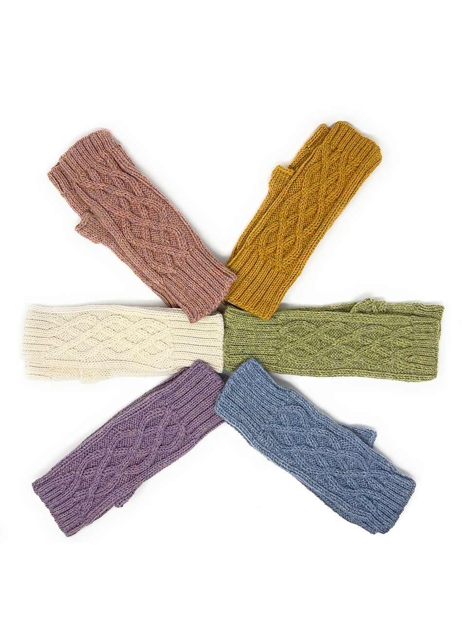 100% Baby Alpaca Criss-Cross Knit Hand Warmer Gloves Texting