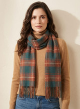 Tribeca Tartan Plaid Alpaca Scarf on Woman.