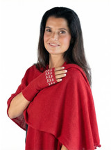 Out To Play Reversible Fingerless Mittens - 100% Baby Alpaca Wool - Red Main Image.