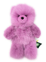 Alpaca Fur Teddy Bear Stuffed Animal in Colors - Pink-Lilac Standing