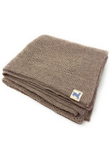 Knit Baby Blankets with Pom Pom Tassels in 100% Baby Alpaca
Rosey Taupe Folded